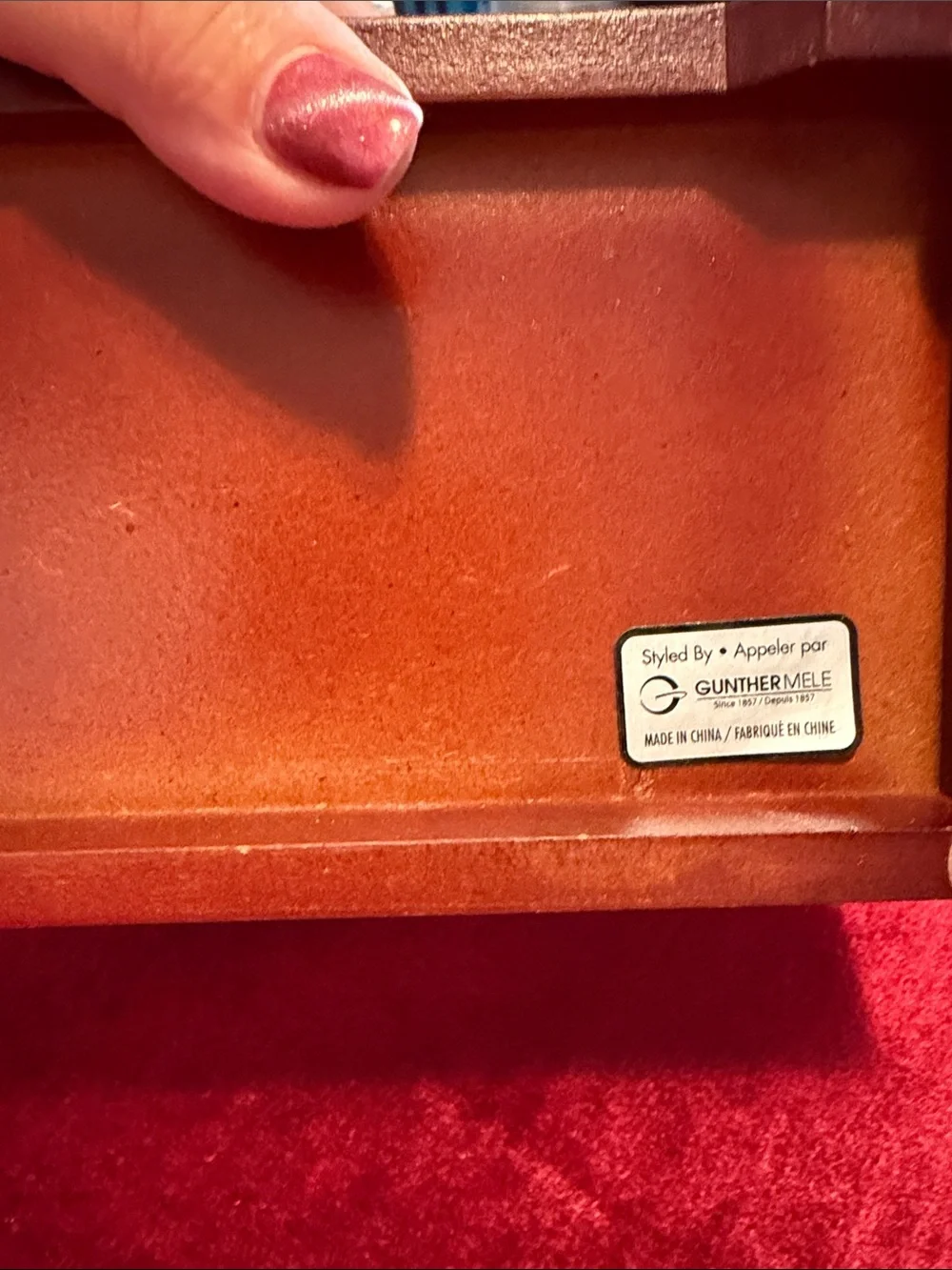 Great vintage Classic cherry wooden Jewelry Box with heart glass etched cover